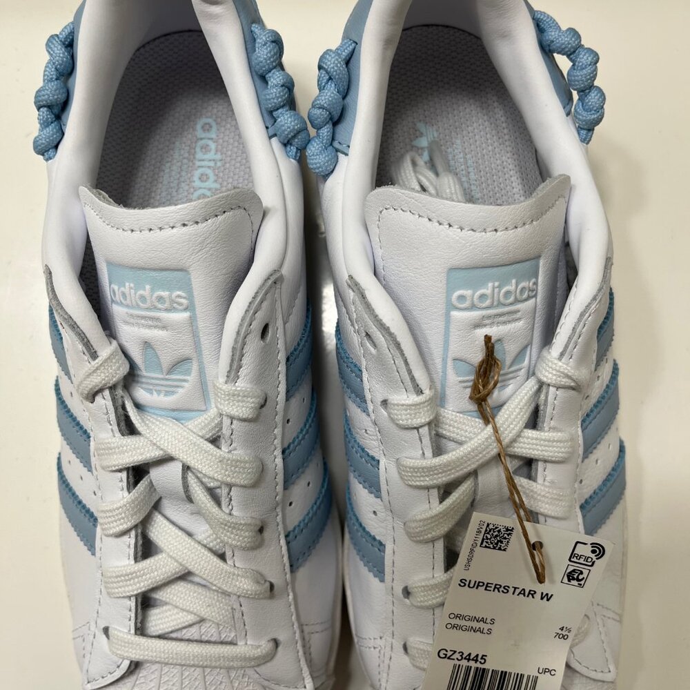 Adidas Superstar Knotted Rope White Clear Sky Women's 6 New With Box GZ3445 - Picture 2 of 6